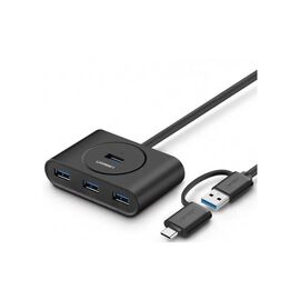 Концентратор Ugreen USB 3.0 to 4xUSB + USB-C plug 1.0m CR113 black (40850)