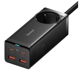Зарядное устройство Baseus AC + 2xUSB-C 100W + 2xUSB + cable USB-C to USB-C 100W 1.0m black (PSZM000401)