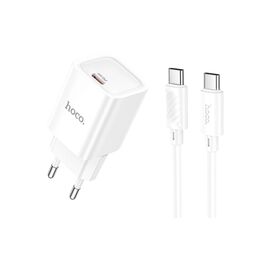 Зарядное устройство HOCO C148A USB-C PD30W + cable USB-C to USB-C white (6942007630320)