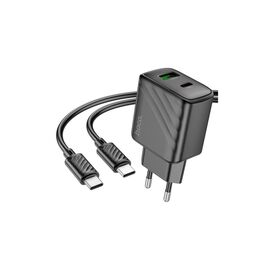 Зарядное устройство HOCO CS23A USB-C PD30W + 1xUSB QC3.0 + cable USB-C to USB-C black (6942007609968)