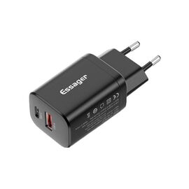 Зарядное устройство Essager 1xUSB + 1xUSB-C PD30W black (ECTPQS-ZTB01)