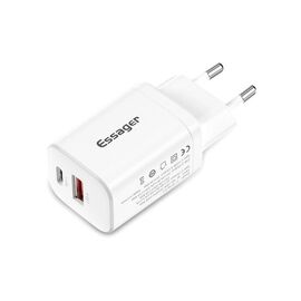 Зарядное устройство Essager 1xUSB + 1xUSB-C PD30W white (ECTPQS-ZTB02)