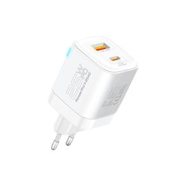 Зарядное устройство Promate USBC PD25W + USBA QC3.0 18W White (powerport-25ac.white)