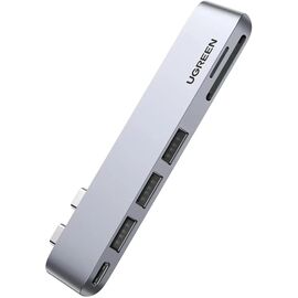 Концентратор Ugreen 2xUSB-C to 3xUSB 3.0 + SD/TF + PD CM251 gray (60560)