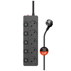 Мережевий фільтр живлення ColorWay CW-PSEA55SBK 5 розеток5м (CW-PSEA55SBK)