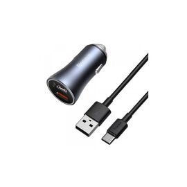 Зарядний пристрій Baseus 2xUSB QC3.0 + cable USB to USB-C 40W Golden Contactor Pro dark gray (TZCCJD-A0G)