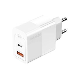 Зарядний пристрій Essager 1xUSB + 1xUSB-C 33W white (ECTAC-PCB02-P)