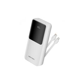 Батарея универсальная Vention 20000mAh 22.5W 3A, PD, QC/3.0, Built-in USB-C+Lightning Cables, White (FHPW0)