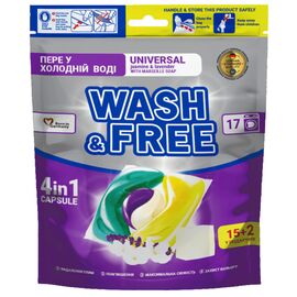 Капсули для прання Wash&Free Universal Жасмин та лаванда з марсельським милом 17 шт. (4260637726490)