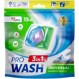 Капсулы для стирки Pro Wash Universal Альпийская свежесть 15 шт. (4823128002222)