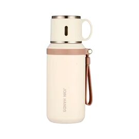 Термос Merlion з чашкою та ситечком 0,6 л, білий (TermTea-600White)