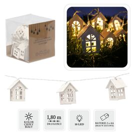 Гирлянда Chomik Будиночки, 10 LED теплий білий, IP20, 2хАА (5900779854222)