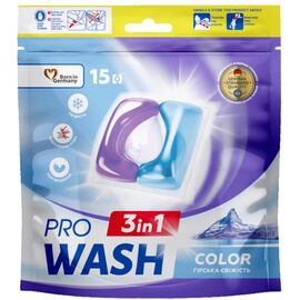 Капсулы для стирки Pro Wash Color Горная свежесть 15 шт. (4823128002284)