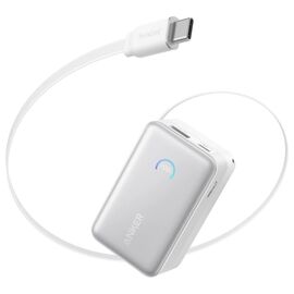 Батарея універсальна Anker Nano 10000mAh, 45W, Built-In USB-C Cable, white (A1638H21)