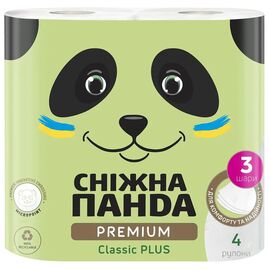 Туалетная бумага Сніжна Панда Premium Classic Plus 3 слоя 4 рулона (4820183972828)