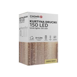 Гирлянда Chomik Штора" 150 LED теплий білий, 3x1,5 м, USB, з пультом, IP20, від мережі (5900779898479)