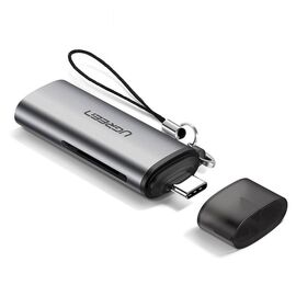 Считыватель флеш-карт Ugreen USB Type-C 3.1 to TF/SD CM184 Gray (50704)