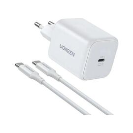 Зарядное устройство UGREEN USB-C GaN 45W + cable USB-C to USB-C X524 white (65055)