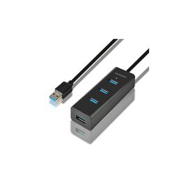 Концентратор AXAGON USB 3.1 to 4xUSB 3.0 1.2m + cable USB to Micro 5P black (HUE-S2BL)
