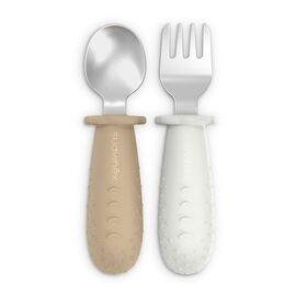 Набор детской посуды Suavinex Colour Essence столові прибори зі сталі (ложка, виделка) бежеві (402924)