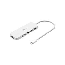 Концентратор J5create USB-C 6-in-1 2xUSB 3.2 + USB-C PD + HDMI 4K + SD/TF + 3.5mm white (JCD373EW-N)