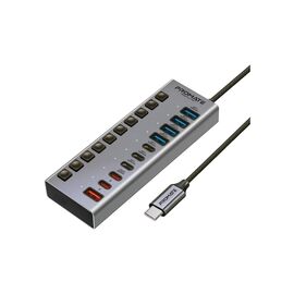 Концентратор Promate USB-C 10-in-1 5xUSB-C + 5xUSB gray (gegahub-5g)