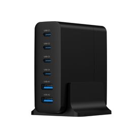 Зарядное устройство Gembird 4xUSB-C PD25W + 2xUSB QC3.0 18W black (TA-UC-2A4C-PD75-01-BK)