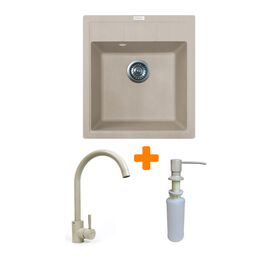 Мойка кухонная Adamant Brick Avena + змішувач та дозатор (4824296209706)