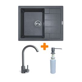 Мойка кухонная Adamant Anila сірий + змішувач та дозатор (182496900304)