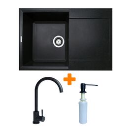 Мойка кухонная Adamant Horizon чорний + змішувач + дозатор (1824296901503)