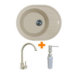 Мийка кухонна Adamant Ovum Avena + змішувач + дозатор (1824296900406)