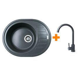 Мийка кухонна Adamant Ovum графіт + змішувач (1824296910413)