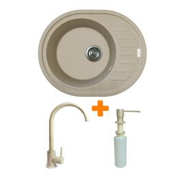 Мийка кухонна Adamant Ovum Сахара + змішувач + дозатор (1824296900402)