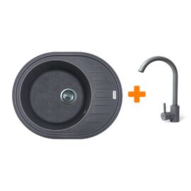 Мийка кухонна Adamant Ovum сірий + змішувач (1824296910404)