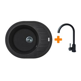 Мийка кухонна Adamant Ovum чорний + змішувач (1824296910403)