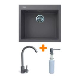 Мойка кухонная Adamant Univer сірий + змішувач + дозатор (4824296902104)