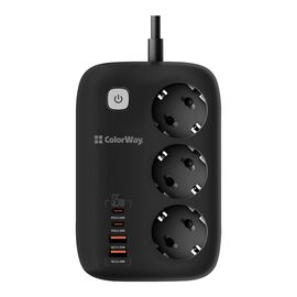 Сетевой фильтр питания ColorWay CW-CHE34PDB 3 роз/4USB GaN3 Pro (CW-CHE34PDB)