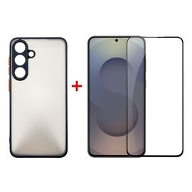 Чохол до мобільного телефона Dengos Matte Kit for Samsung Galaxy S25 FE case + glass Black (DG-KM-168)