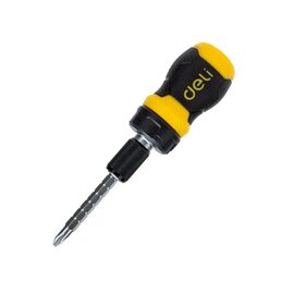 Отвертка Deli двухсторонняя с трещоткой, 2 бита 6/PH2 x 85 мм (DL626010)