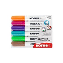 Набор маркеров KORES для белых досок 3-5 мм, 6 цветов, скошенный (K20803)