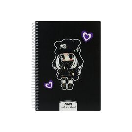 Блокнот Maxi А5, пластикова обкладинка, спіраль, 80 арк., клітинка (MX20832-67)