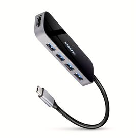 Концентратор AXAGON USB-C 6-in-1 to 4xUSB-A 5Gbps + 1xUSB-C PD100W + HDMI 4K30Hz 0.2m aluminum (HMC-6H4A)