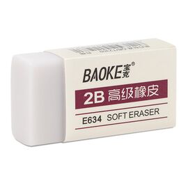 Ластик Baoke прямоугольная 39 х 20 х 11 мм, TPR белый 2B, 45 шт (E634)