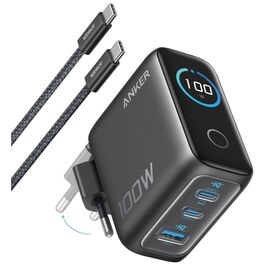 Зарядное устройство Anker 2xUSB-C PD100W + 1xUSB GaN w Display + cable USB-C dark gray (B121BGZ1)