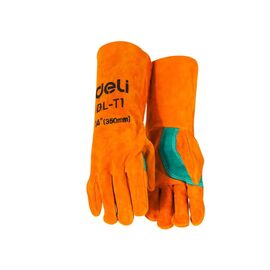 Защитные перчатки Deli Cowhide, краги сварщика 14" (EDL-T1)