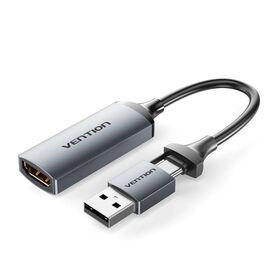 Переходник USB-C + USB-A to HDMI M 0.1m video capture gray Vention (ACWHA)
