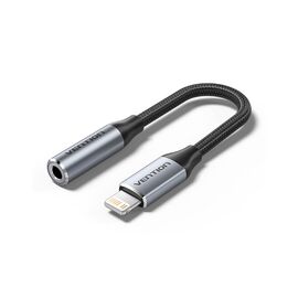 Переходник Lightning to 3.5mm 0.1m cotton braided aluminum gray Vention (BMBHA)