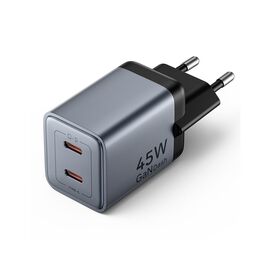 Зарядное устройство Vention 2xUSB-C PD45W GaN transparent gray (FCFH0-EU)
