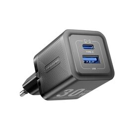 Зарядное устройство Vention 1xUSB-C PD30W + 1xUSB QC3.0 30W GaN + cable USB-C to USB-C 1.0m black (TZ-FEQB0-EU-01)