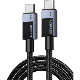 Дата кабель USB-C to USB-C 1.0m PD60W 3A braided L524 gray Ugreen (55765)